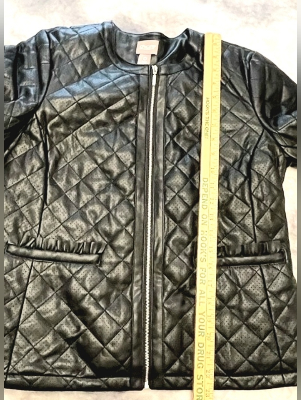 Chico's Black Quilted Leather Jacket - Picture 6 of 8